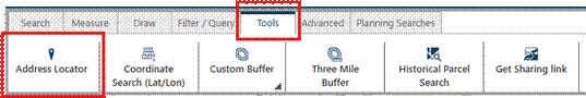 Image of Tool toolbar with Address Locator in red.